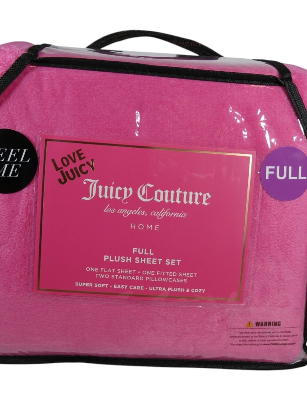 Juicy Couture Home Plush Sheet Set Full Pink Soft Cozy Bedding RN 110806